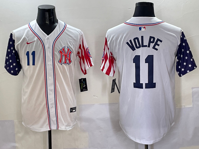 Men 2025 MLB New York Yankees 11 Volpe white jersey style 3